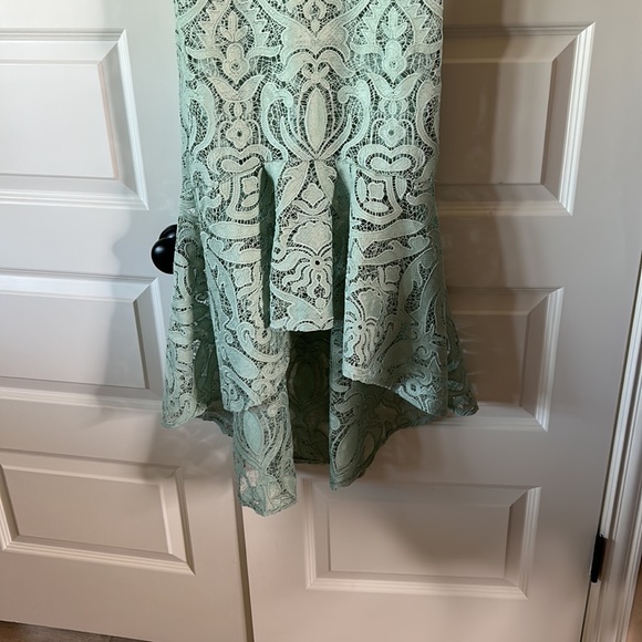 High low midi lace dress tie straps zips in back - Picture 4 of 7